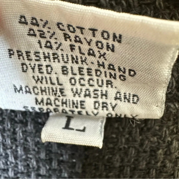 CP Shades Large Black Button Down Shirt Heavy Knit Cotton Jacket Lagenlook - Picture 5 of 8